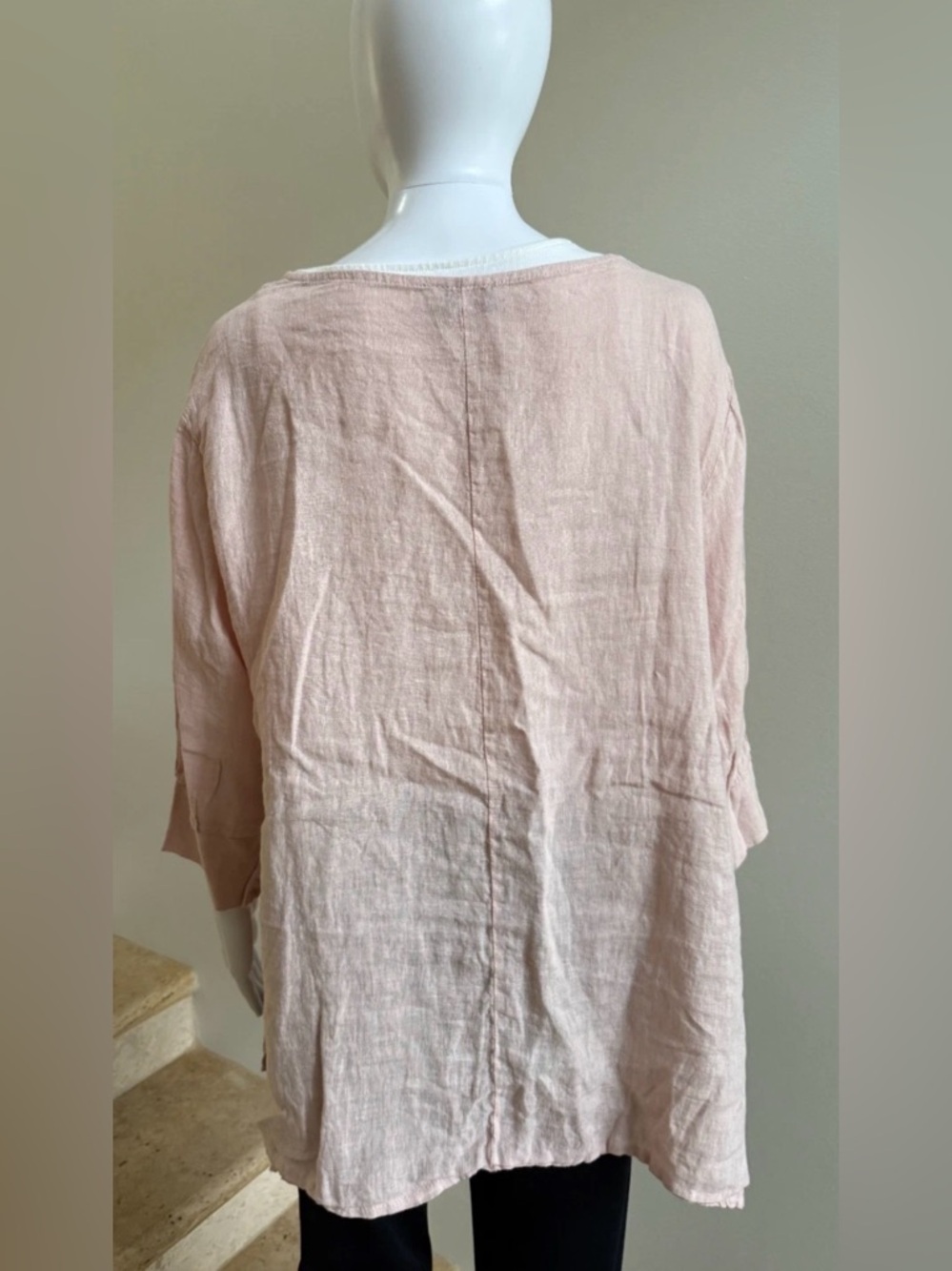 DEVITALIA Linen Ruffle Top Tunic, One Size - Picture 5 of 6